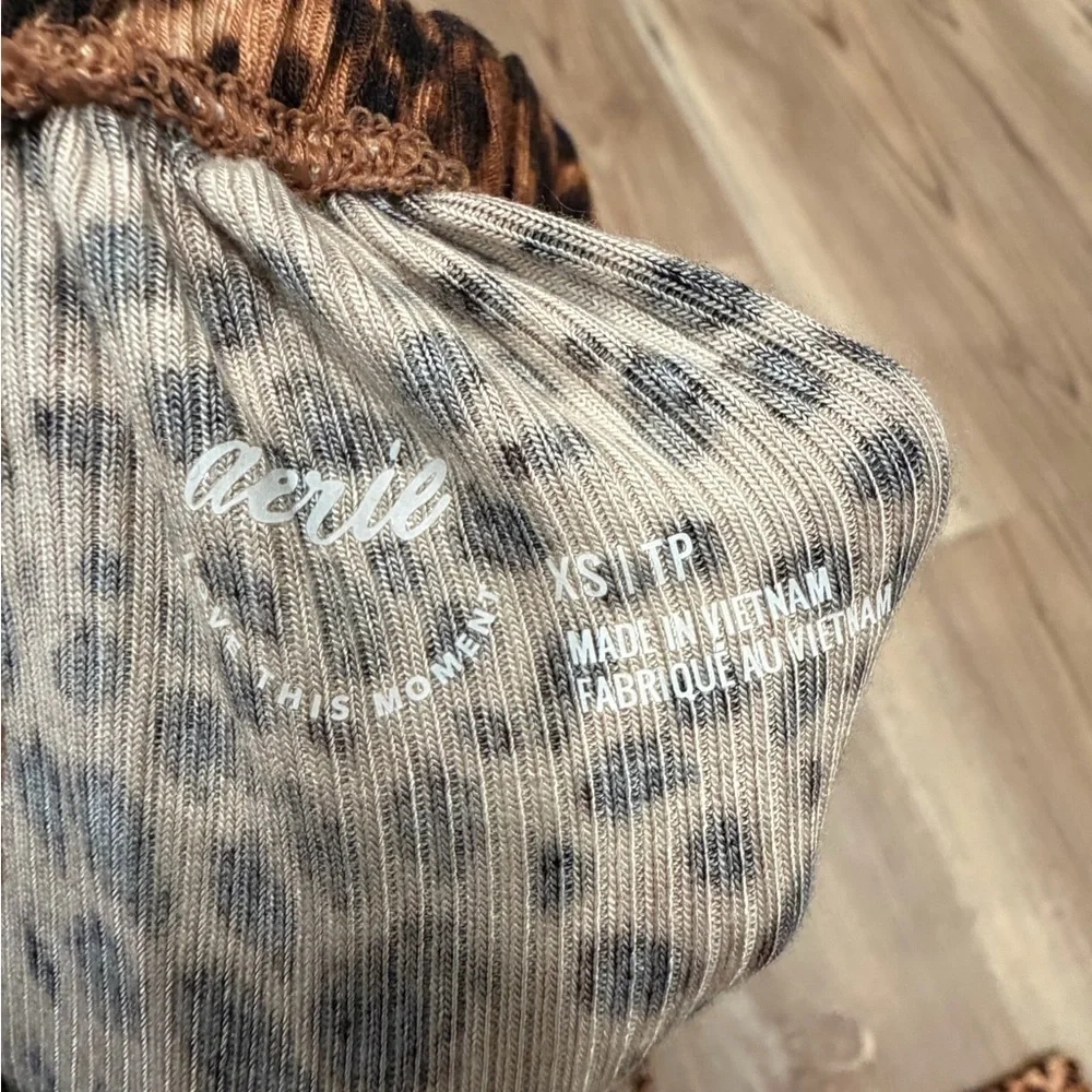 NWOT Aerie Mid Rise/Wide Leg Cheetah Pajama Pants-Size XS - Picture 4 of 5